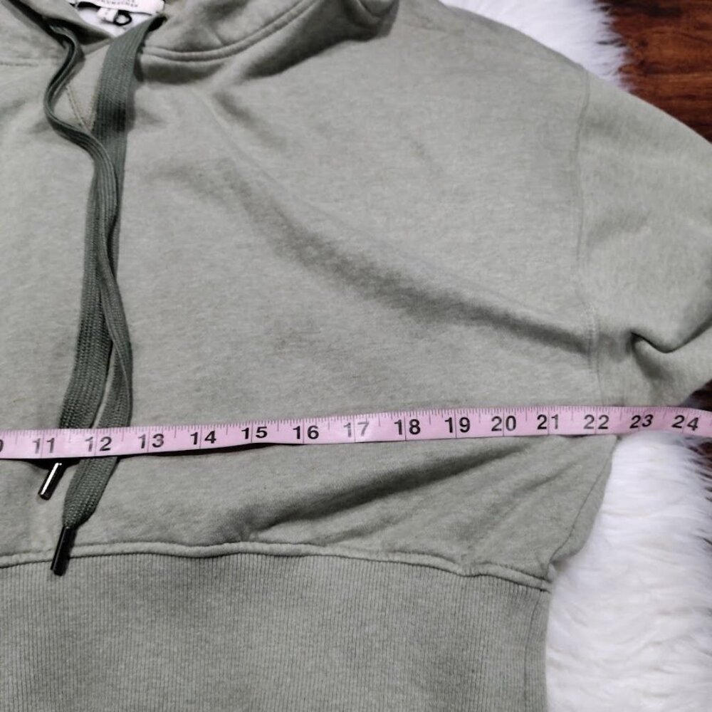 Dorothee Schumacher Cropped Sage Green Hoodie With Drawstring & Ribbed Cuffs S - Picture 9 of 12